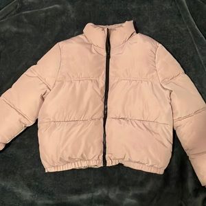 Pink cropped H&M puffer jacket